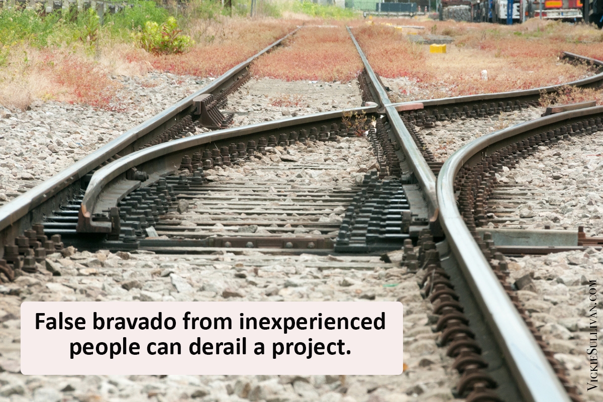 False bravado from inexperienced people can derail a project.