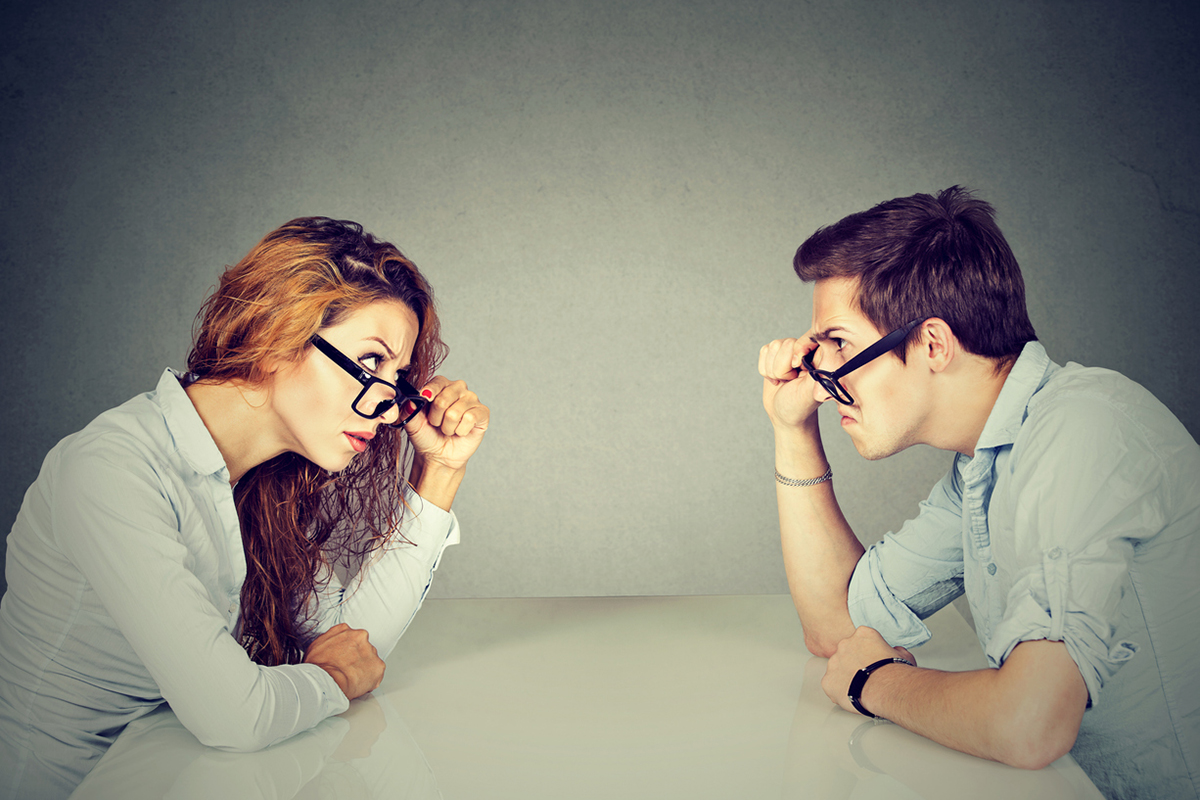 Client disagreement, man and woman disagreeing