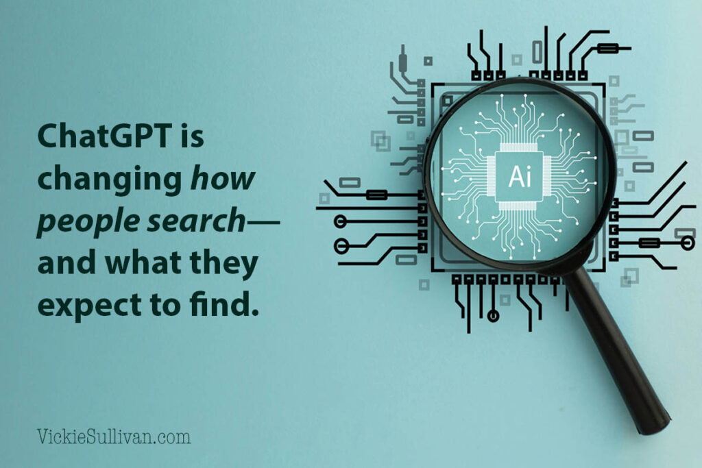 Magnifying Glass Focused on Circuit Board with AI Word, Representing Artificial Intelligence and Technology Innovation and how AI is Changing Search.