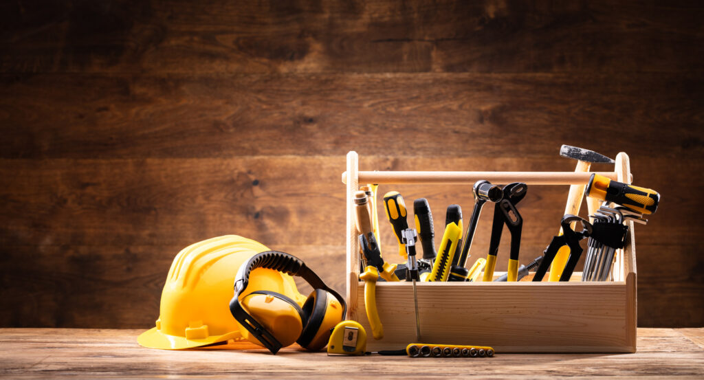Safety equipment near toolbox
